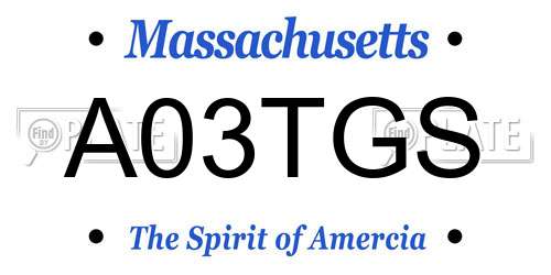 A03TGS Massachusetts License Plate