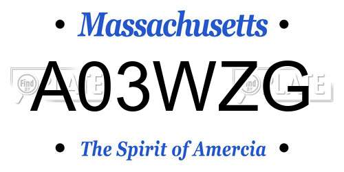 A03WZG Massachusetts License Plate