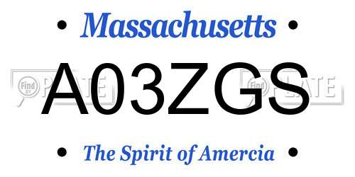 A03ZGS Massachusetts License Plate