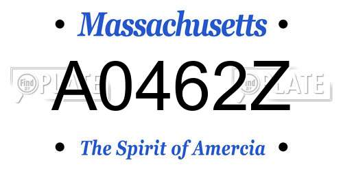 A0462Z Massachusetts License Plate