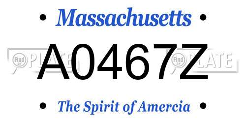 A0467Z Massachusetts License Plate