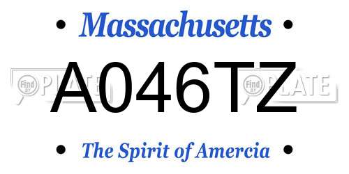 A046TZ Massachusetts License Plate