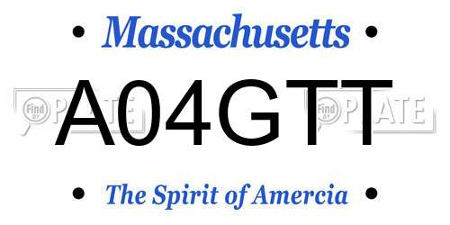 A04GTT Massachusetts License Plate