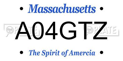 A04GTZ Massachusetts License Plate