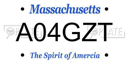 A04GZT Massachusetts License Plate