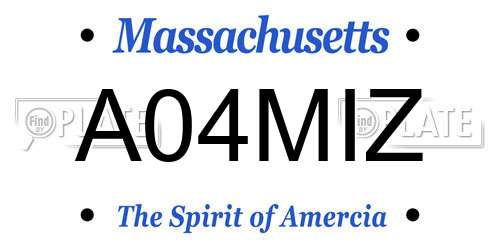 A04MIZ Massachusetts License Plate