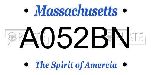 A052BN Massachusetts License Plate