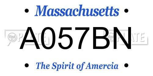 A057BN Massachusetts License Plate