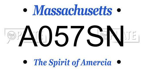 A057SN Massachusetts License Plate