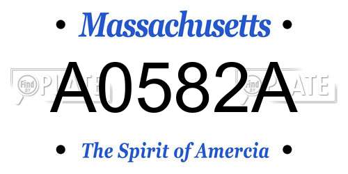 A0582A Massachusetts License Plate