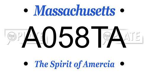 A058TA Massachusetts License Plate