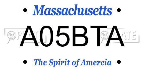 A05BTA Massachusetts License Plate