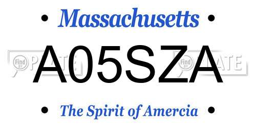 A05SZA Massachusetts License Plate