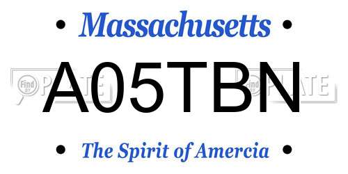 A05TBN Massachusetts License Plate
