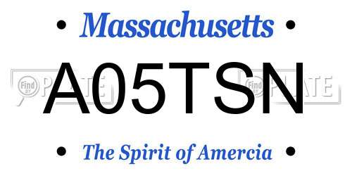 A05TSN Massachusetts License Plate