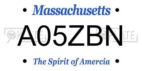 A05ZBN Massachusetts License Plate