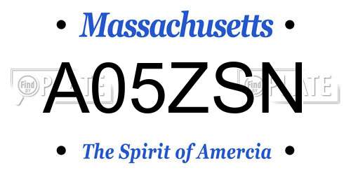 A05ZSN Massachusetts License Plate