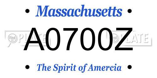 A0700Z Massachusetts License Plate