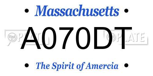 A070DT Massachusetts License Plate