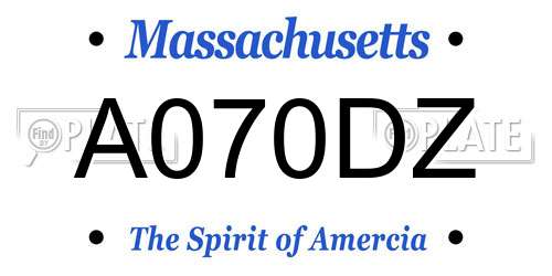 A070DZ Massachusetts License Plate
