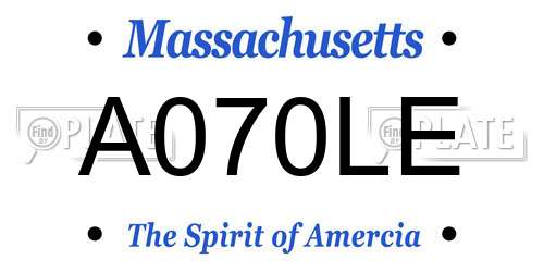 A070LE Massachusetts License Plate