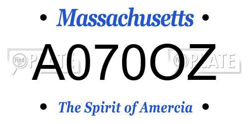 A070OZ Massachusetts License Plate