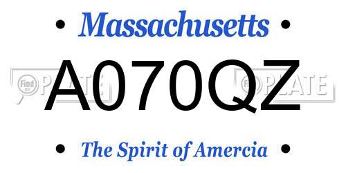 A070QZ Massachusetts License Plate