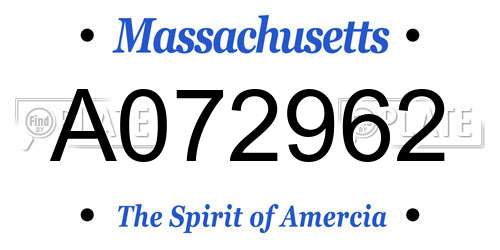 A072962 Massachusetts License Plate