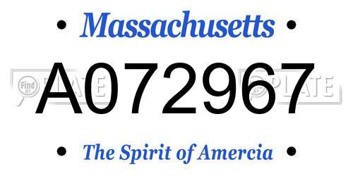 A072967 Massachusetts License Plate