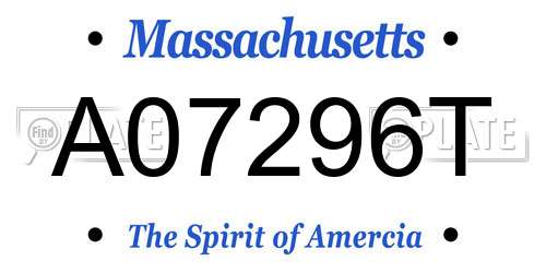 A07296T Massachusetts License Plate