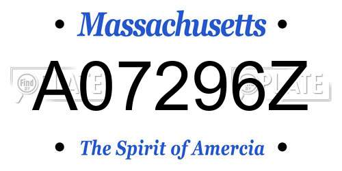 A07296Z Massachusetts License Plate