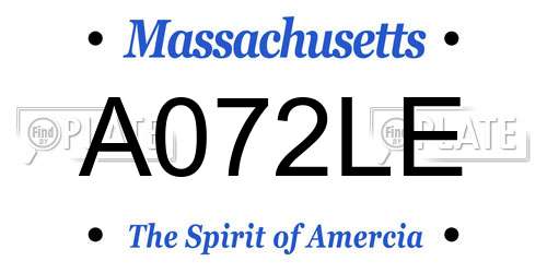 A072LE Massachusetts License Plate