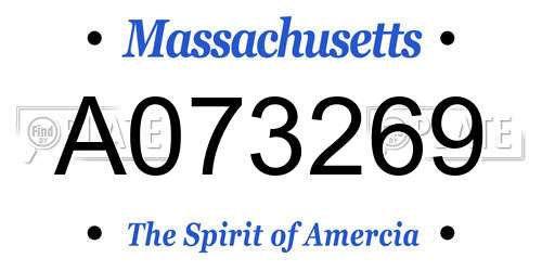 A073269 Massachusetts License Plate