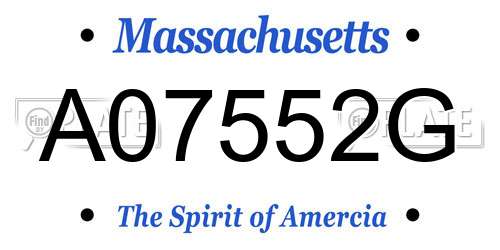 A07552G Massachusetts License Plate
