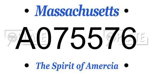 A075576 Massachusetts License Plate