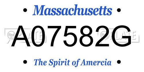 A07582G Massachusetts License Plate