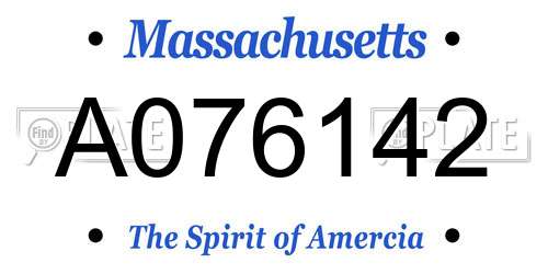 A076142 Massachusetts License Plate