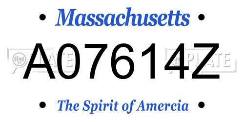 A07614Z Massachusetts License Plate