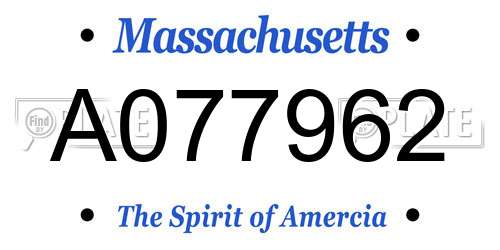 A077962 Massachusetts License Plate