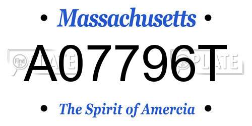 A07796T Massachusetts License Plate