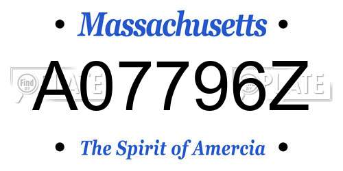 A07796Z Massachusetts License Plate