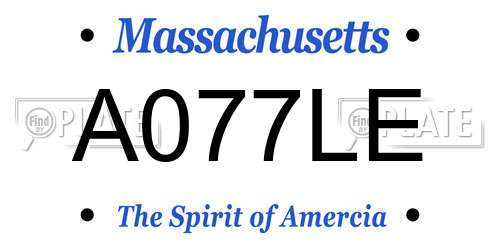 A077LE Massachusetts License Plate
