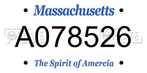 A078526 Massachusetts License Plate