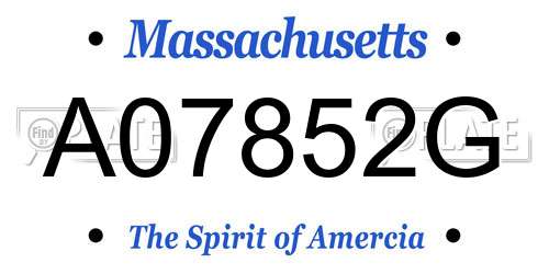 A07852G Massachusetts License Plate