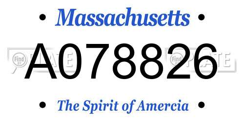 A078826 Massachusetts License Plate