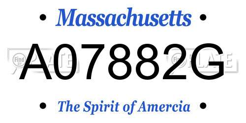 A07882G Massachusetts License Plate