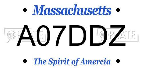 A07DDZ Massachusetts License Plate