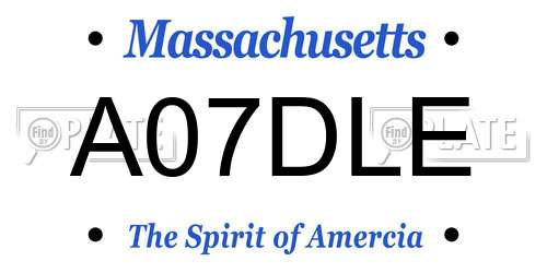 A07DLE Massachusetts License Plate
