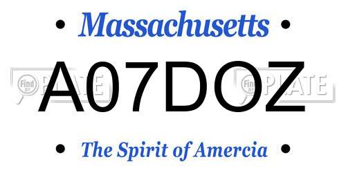 A07DOZ Massachusetts License Plate