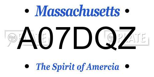 A07DQZ Massachusetts License Plate